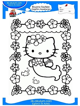 Çocuklar İçin Hello Kitty Boyama Sayfaları 
